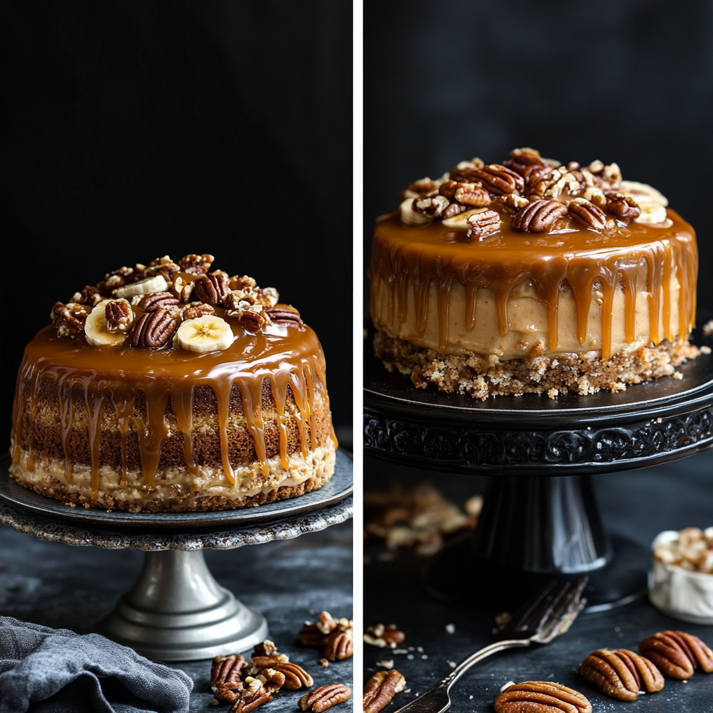 banana pecan caramel layer cake recipe