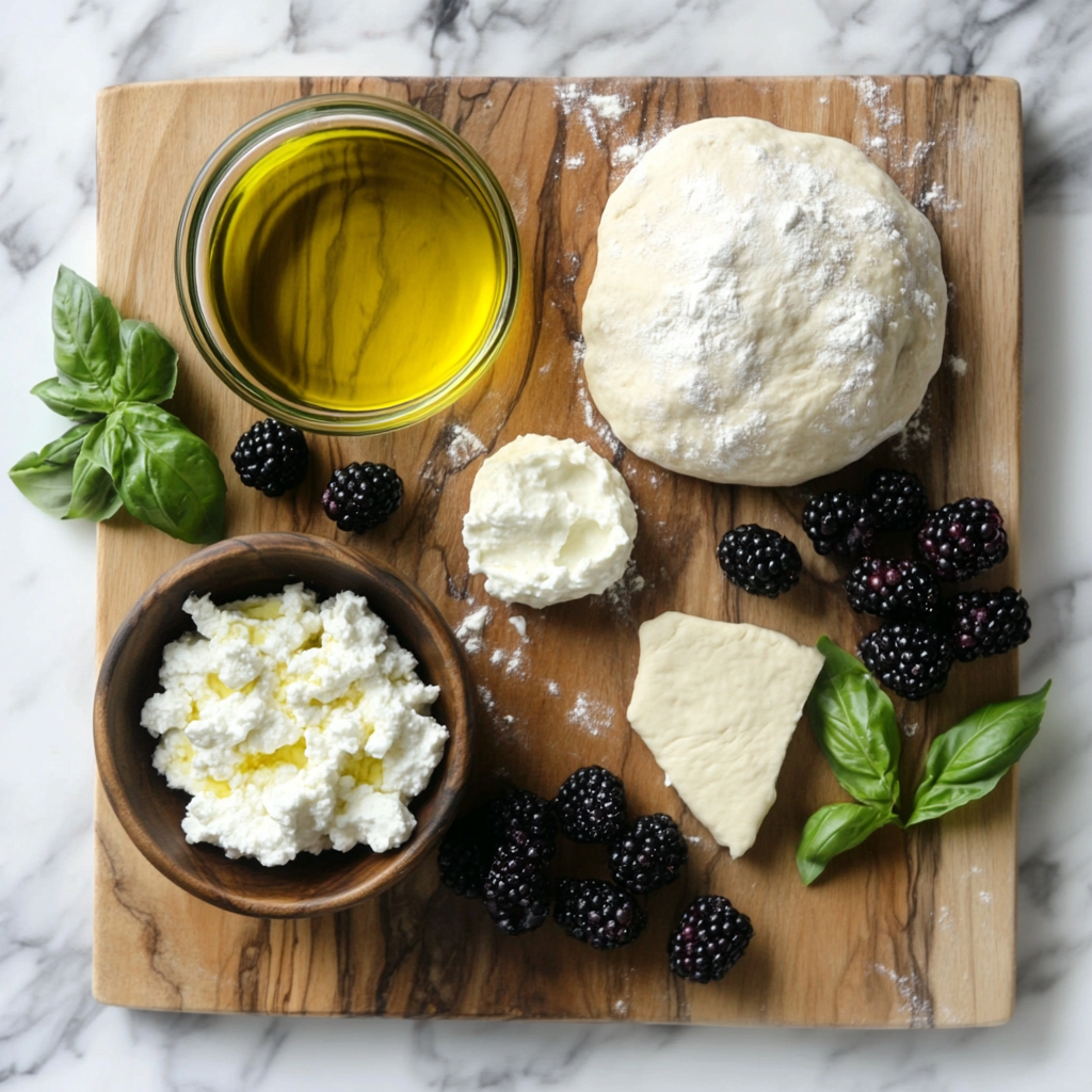 blackberry basil and ricotta pizza