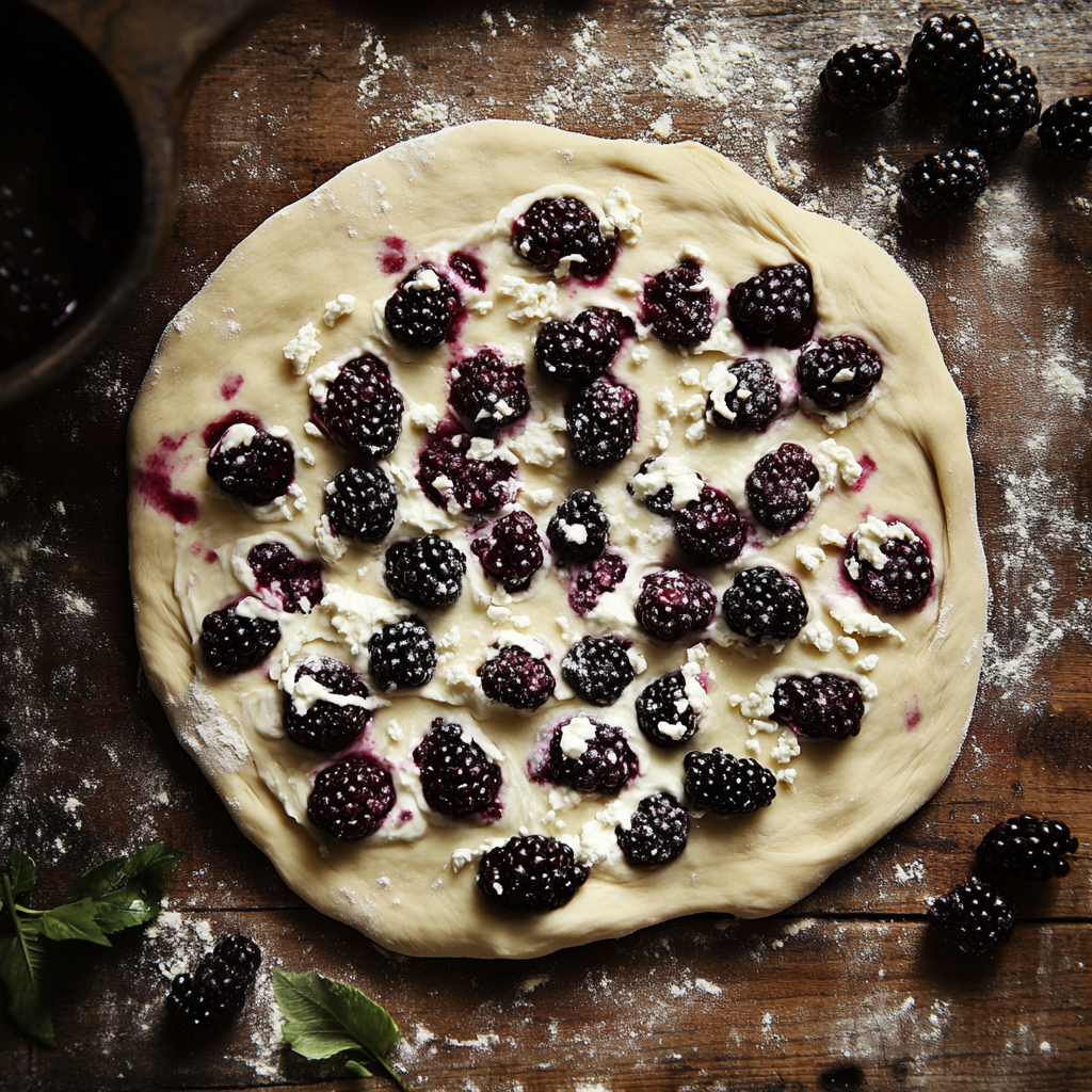 blackberry basil and ricotta pizza