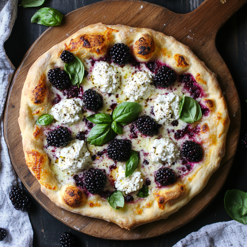 blackberry basil and ricotta pizza