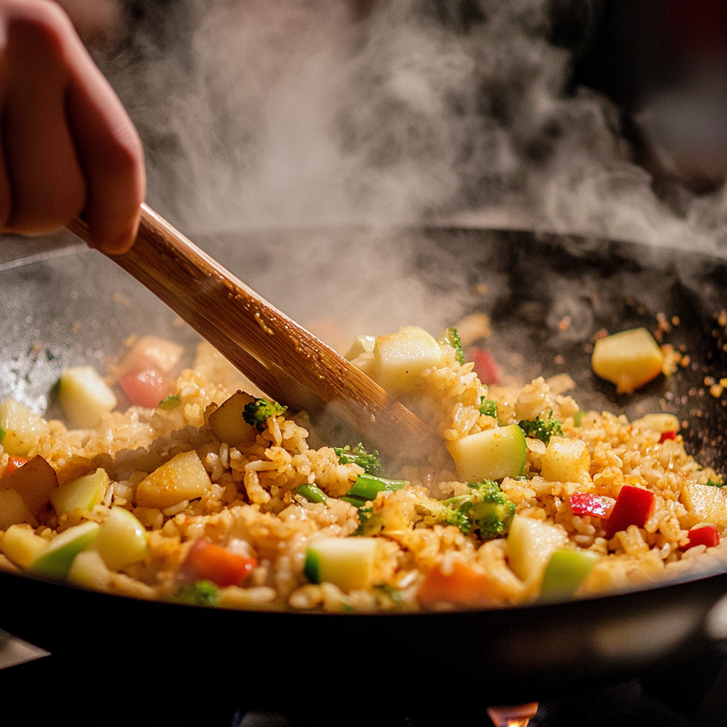 curry apple and deep fried rice recipe