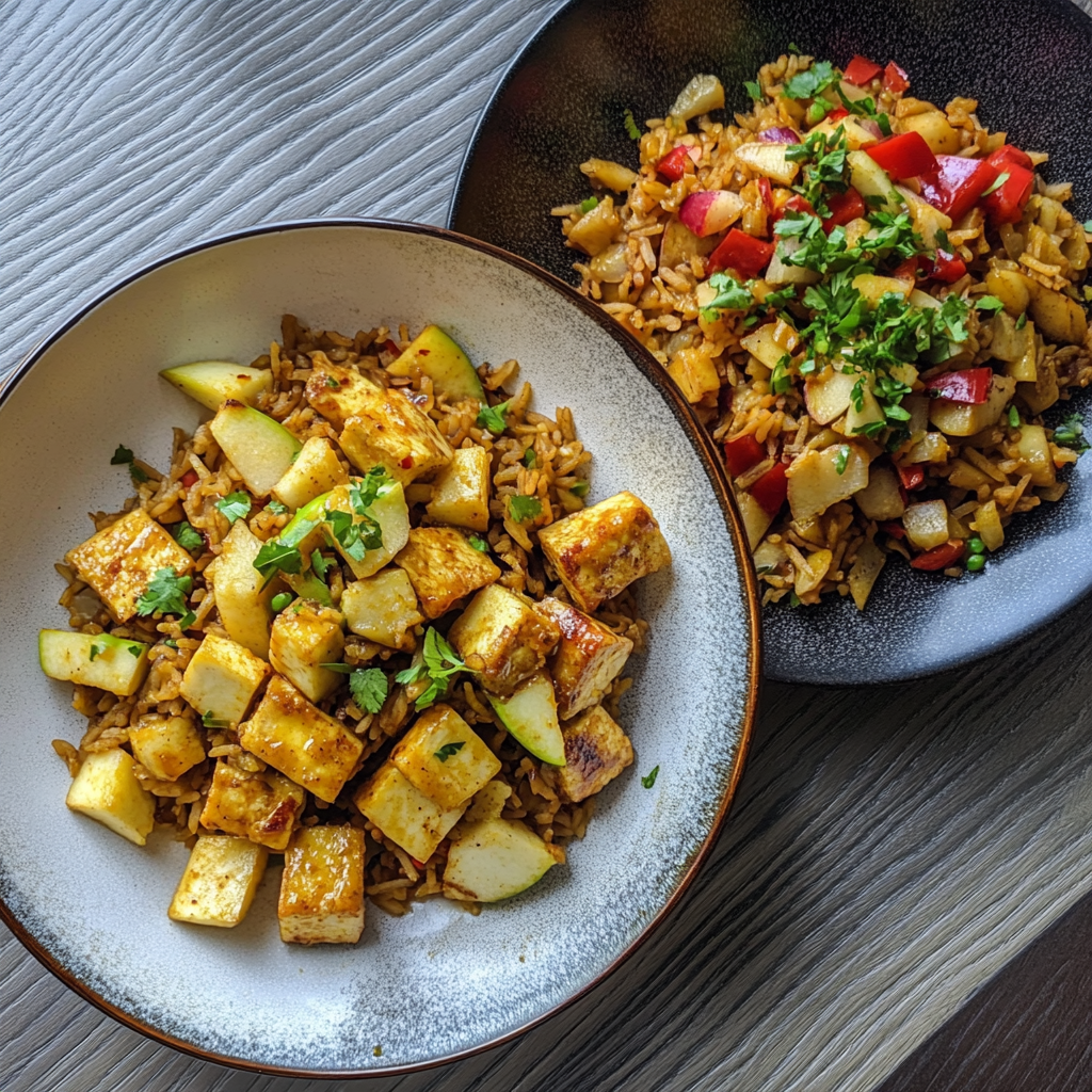 curry apple and deep fried rice recipe