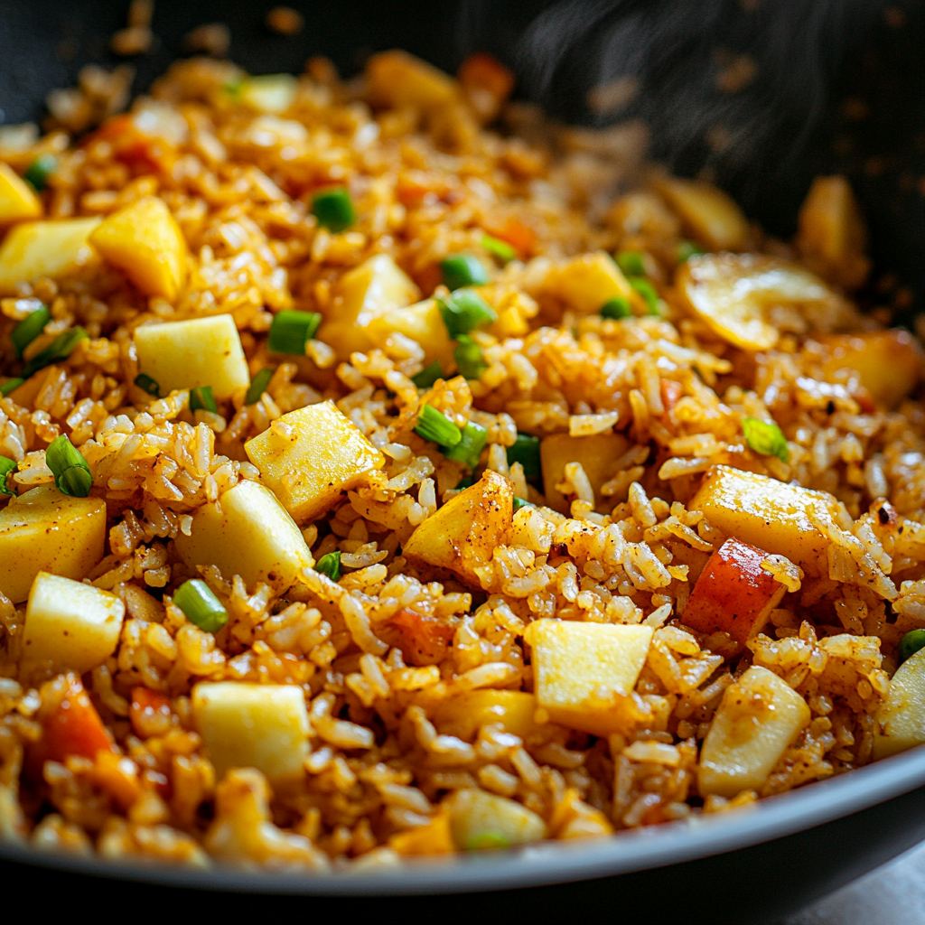 curry apple and deep fried rice recipe