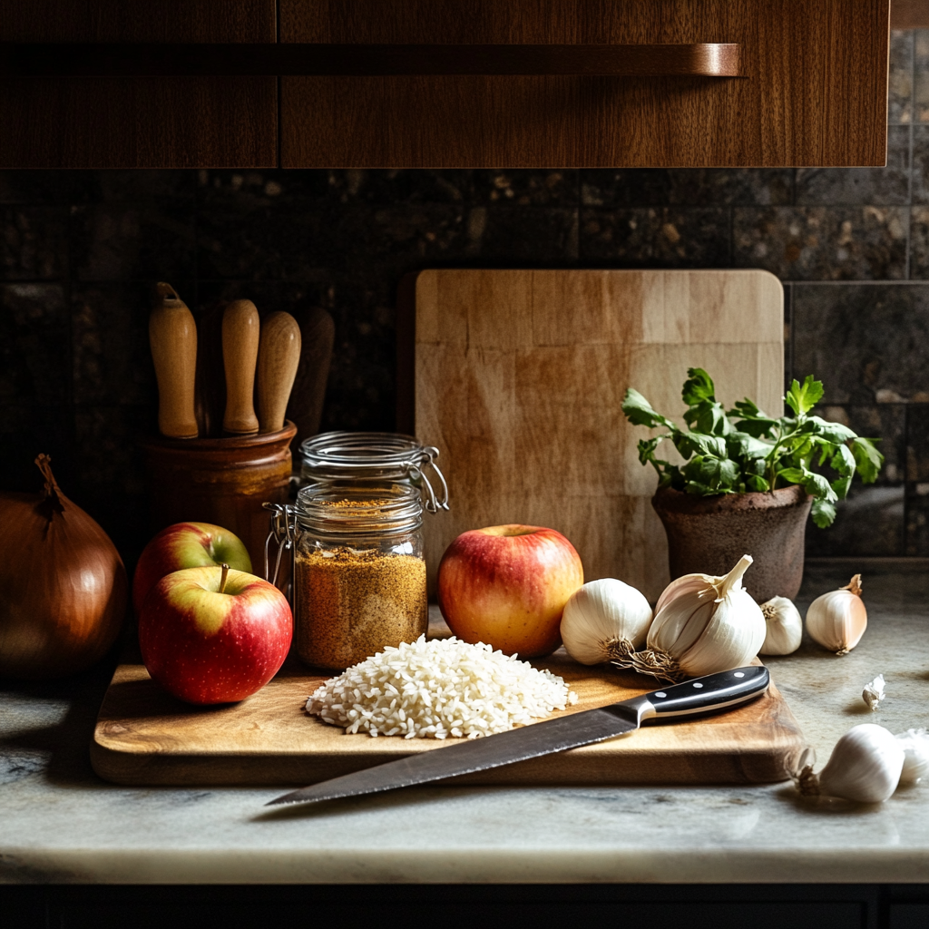 curry apple and deep fried rice recipe