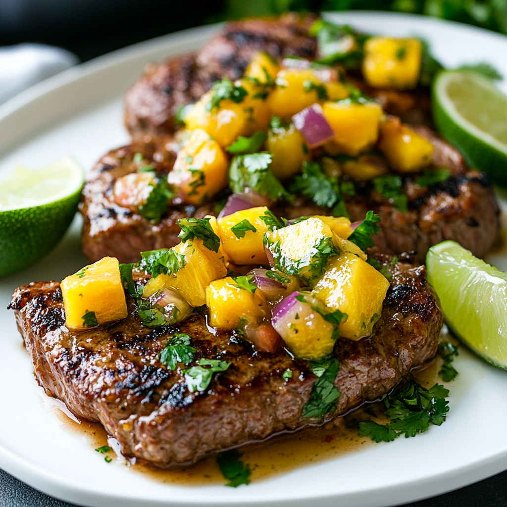 pan seared tenderloin recipe paired with pineapple mango salsa