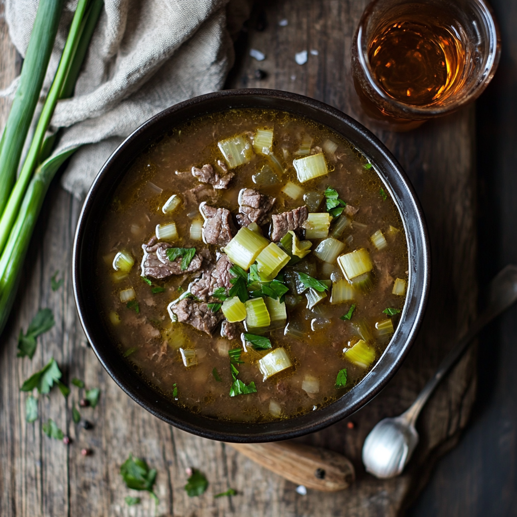 recipe for soup using leeks and beef