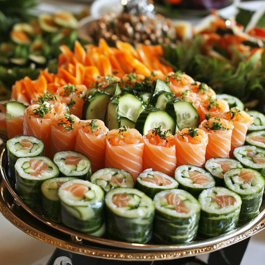 Chatelaine Smoked Salmon Roll on Cucumber Recipe