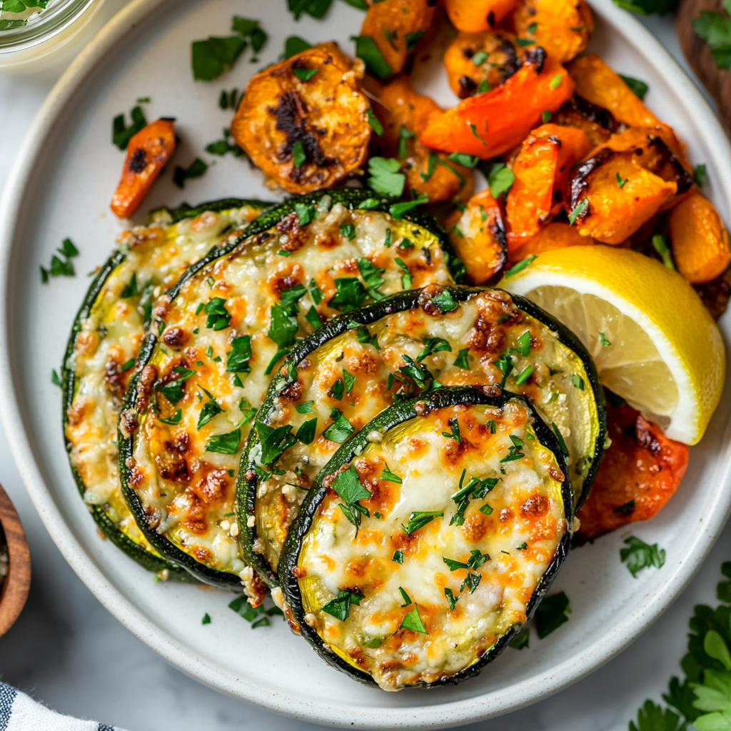 cheesy garlic zucchini steaks recipe