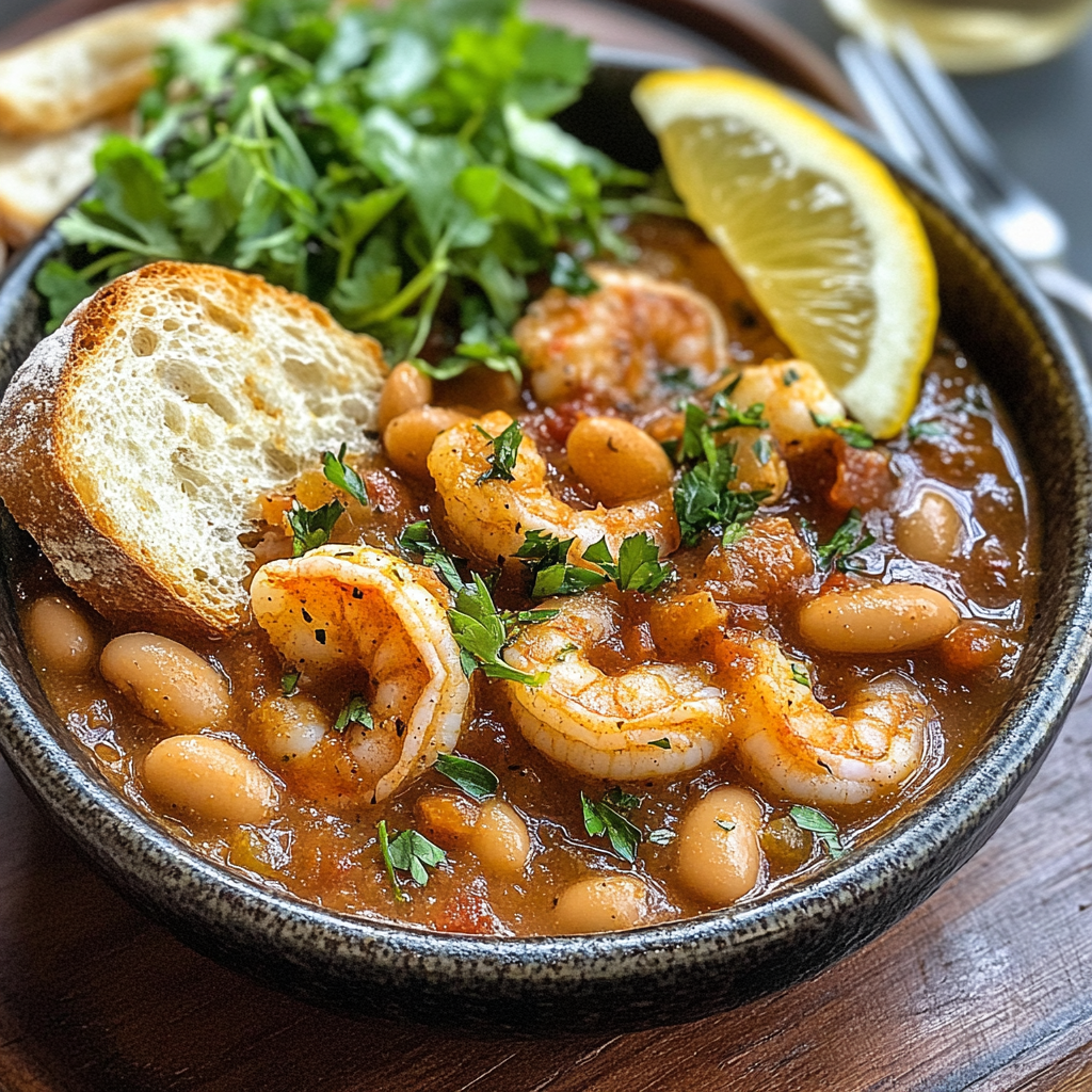 lemony shrimp and bean stew recipe